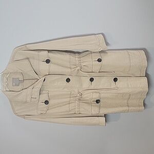 ASOS utility cream linen cinch waist midi jacket